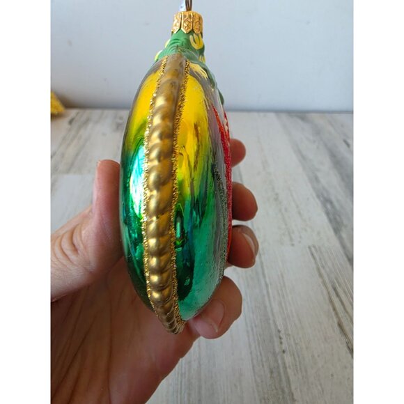 Bird of paradise flower glass ornament remember Poland glitter gold Xmas tree - Picture 3 of 9